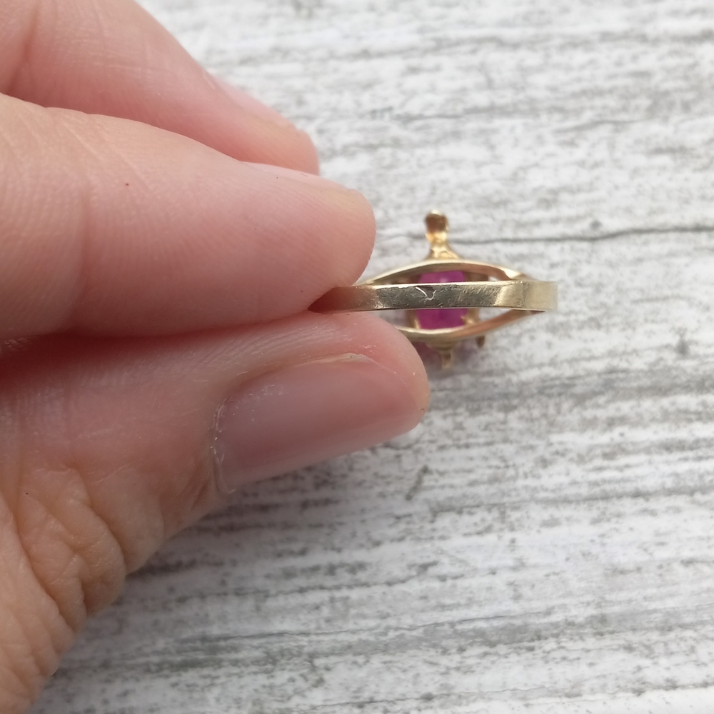 Vintage Solid 10k Ruby Turtle Pinky Ring - image 6